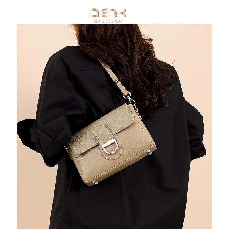 Sac Dame Cuir Véritable Petit Sac Carré Rétro Sac à Bandoulière Mode Sac Bandoulière