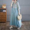 Cotton and Linen Summer Patchwork Retro Style Dress Long Skirt