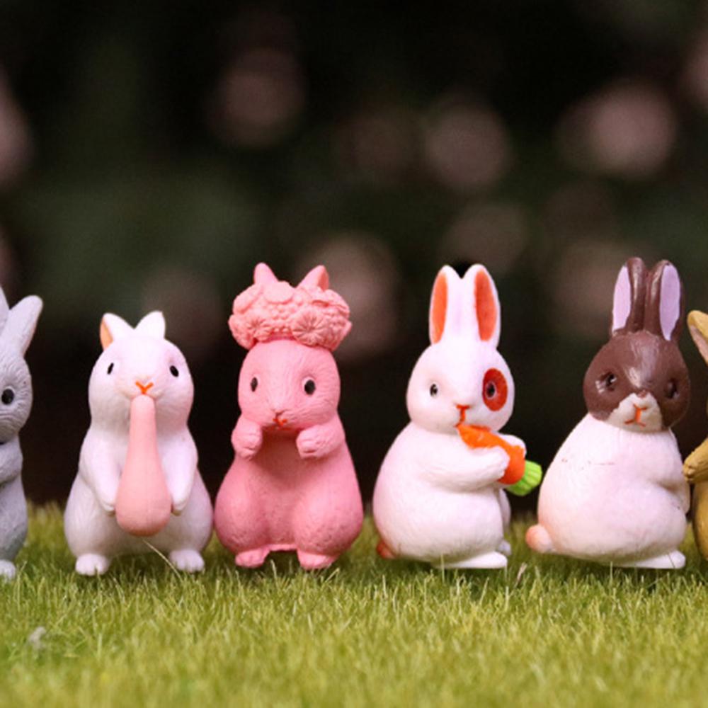 Puzzle 12 Pcs Lovely Rabbits Toys Animal Characters Figurines Playset Garden Cake Decoration Home decor