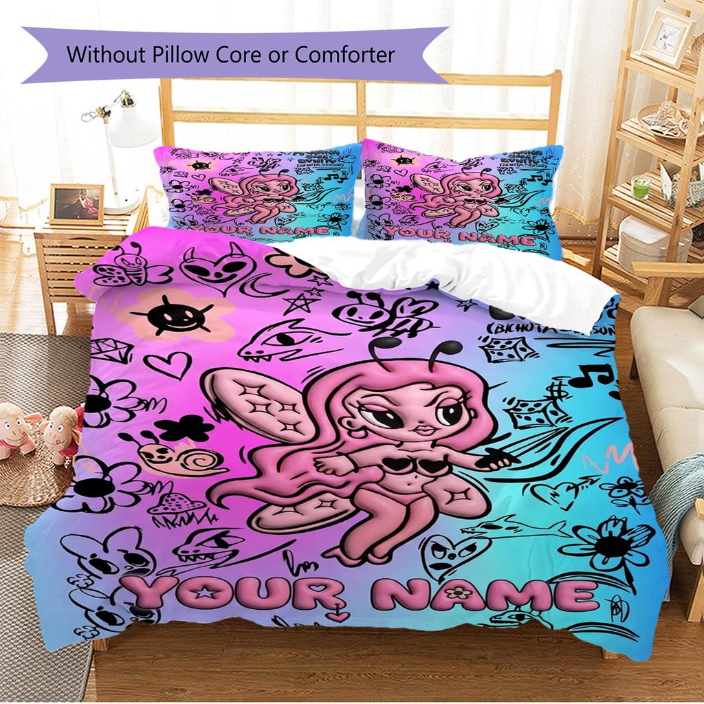 Name Custom Karol G Pattern Bedding Set Quilt Cover Pillowcase Home Decor Gift (1 * Duvet Cover + 2 * Pillowcase, Without Core)