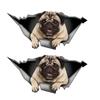2 Pack 17x8cm Pug In the Hall Funny Waterproof Vinyl Car Decal Exterior Decor