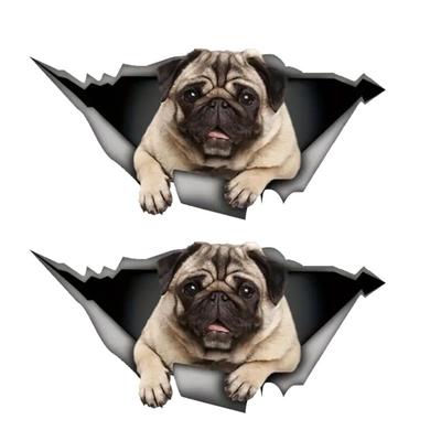 2 Pack 17x8cm Pug In the Hall Funny Waterproof Vinyl Car Decal Exterior Decor
