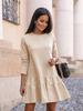Winter Langarm Home Lose Rundhals Rüschen Kleid Damen Pullover