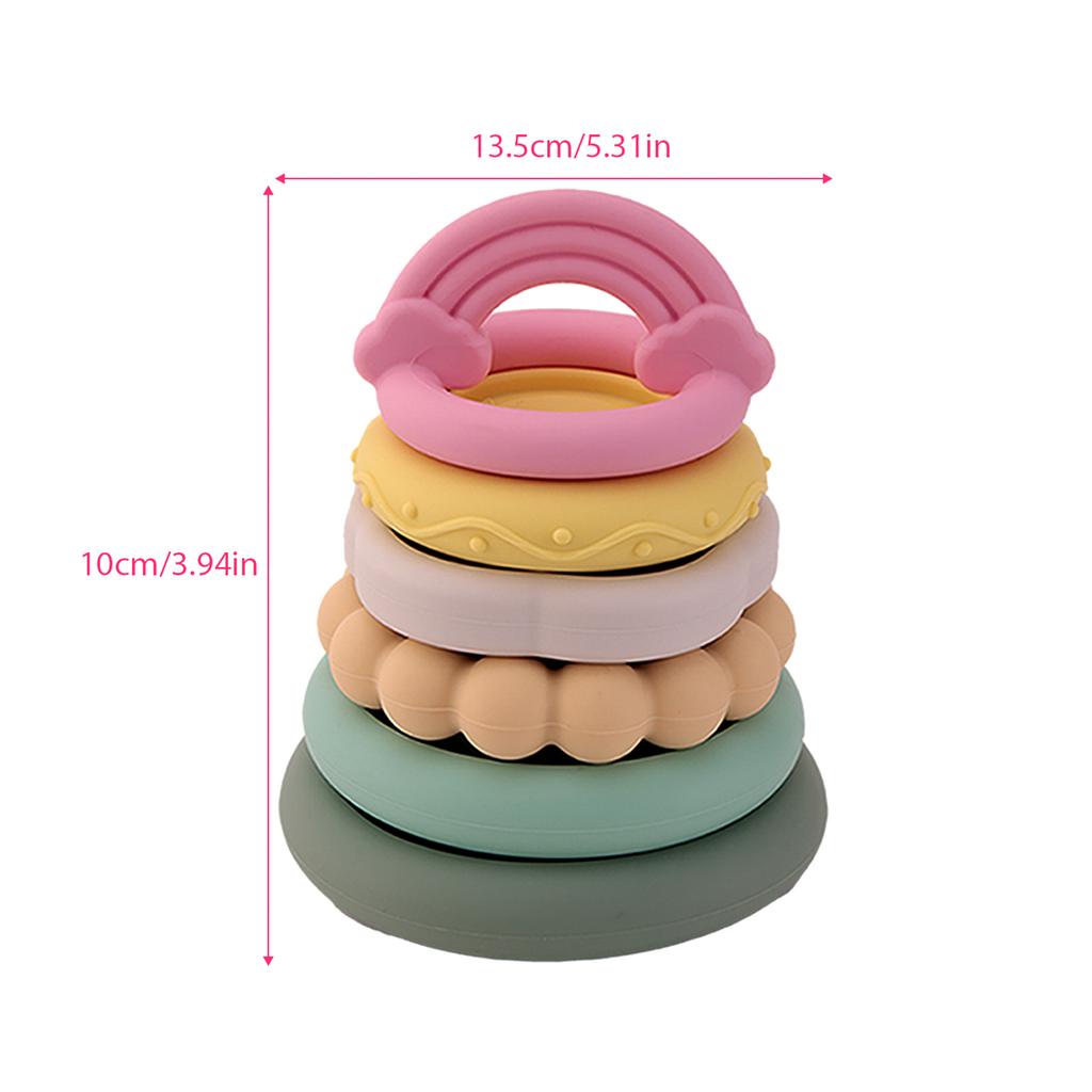Color Kids 1Set Silicone Stacking Blocks Teether Toy BPA Free Soft Building Montessori Baby Toys 0-12M Safe Chewing Toy