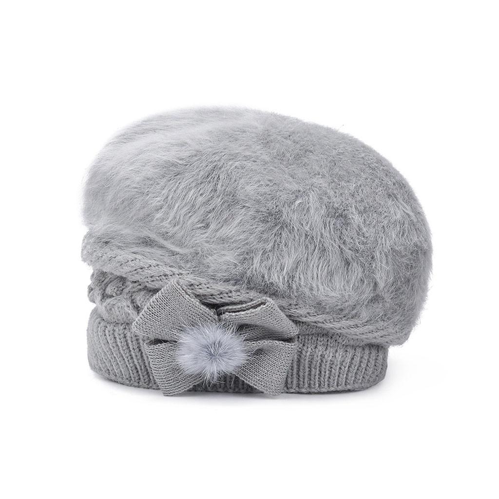 (Projektor)Moda damska ciepła, solidna, zagęszczona, miękka wełniana czapka z dzianiny, wiatroszczelna czapka berety