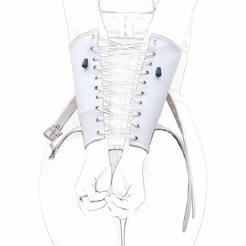 BDSM Restrizione Regolabile Pelle Schiena Bondage Armbinder Polsini da Polso Manette Guanti Singoli Fascia per Braccia Gioco per Adulti Sex Toy