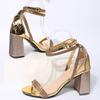 Cross-border Large Size High Heel Rhinestone Sandals Women's Summer European and American Foot Ring Buckle Strap Peep Toe Block Heel Sandals