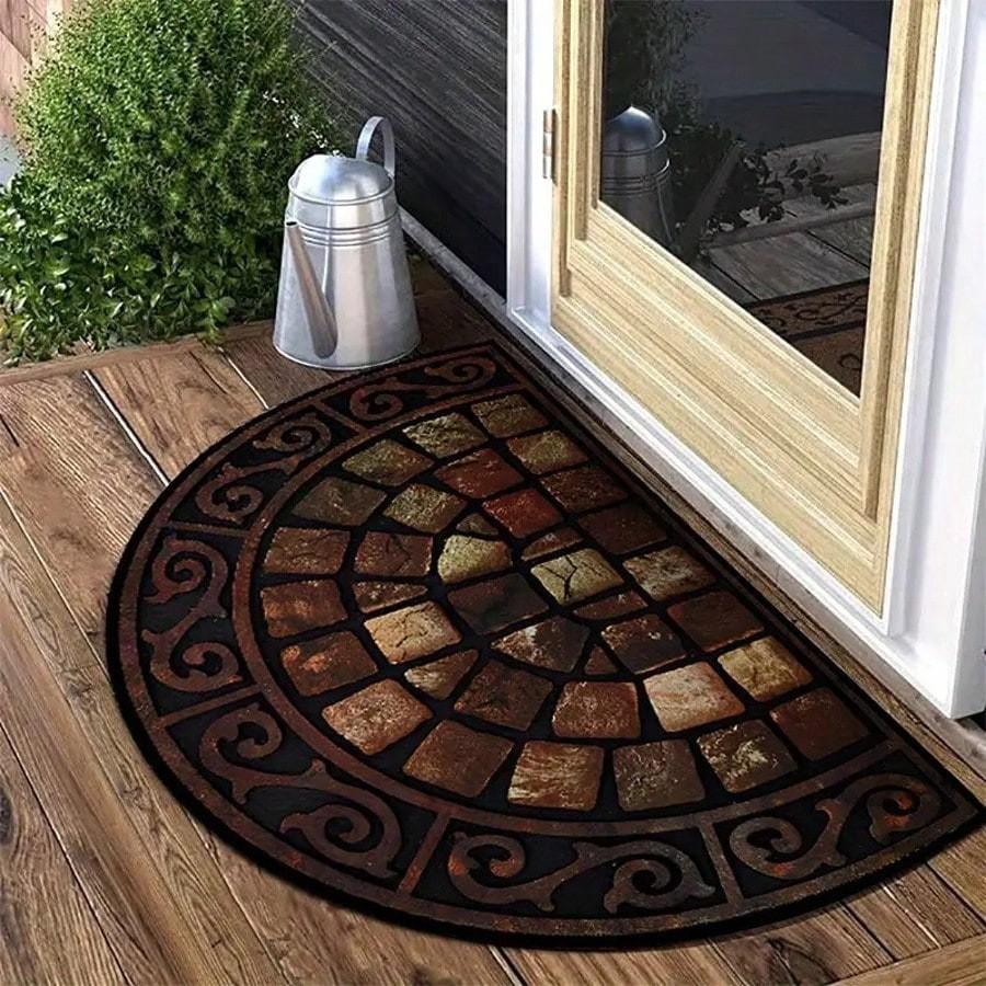 Pebble Semi-Circular Carpet, Soft And Noise-Reducing Entrance Foyer Door Mat, Bedroom Entrance Floor Mat, Home Decoration