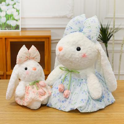 New Tulip Flower Rabbit Doll Plush Toy Little White Rabbit Doll Doll Doll Children Girls Birthday Gift