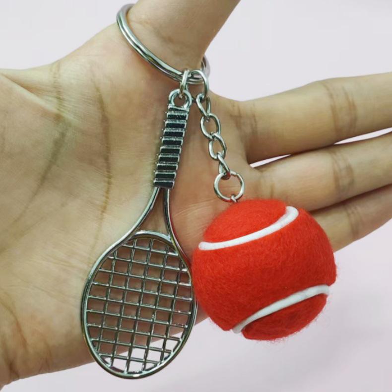 Creative Tennis Racket Keychain Pendant - Sports Gift & Backpack Accessory