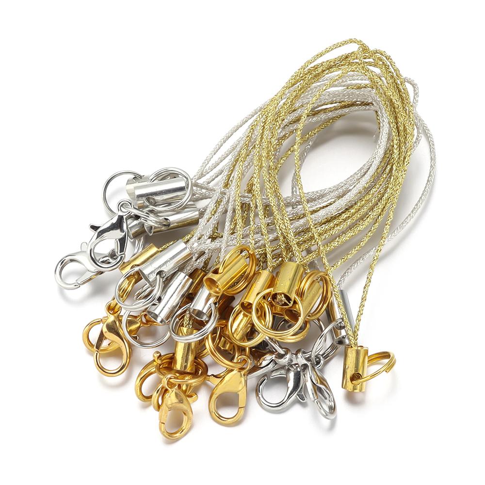 20pcs/lot Polyester Lanyard Double Ring Lobster Clasp Rope Keychains Cellphone Hook Keyring Bag Accessories For Key Ring Making