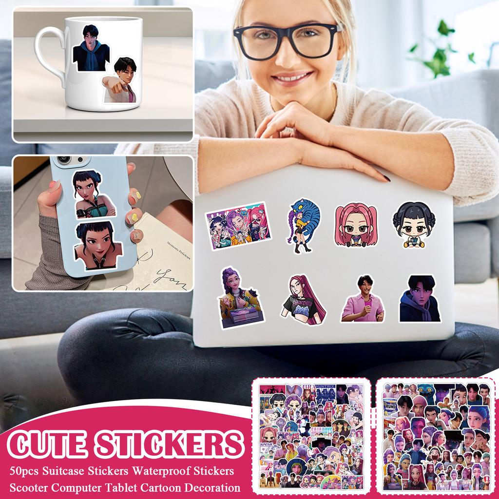 50pcs Suitcase Stickers Waterproof Stickers Scooter Computer Tablet Cartoon Decoration