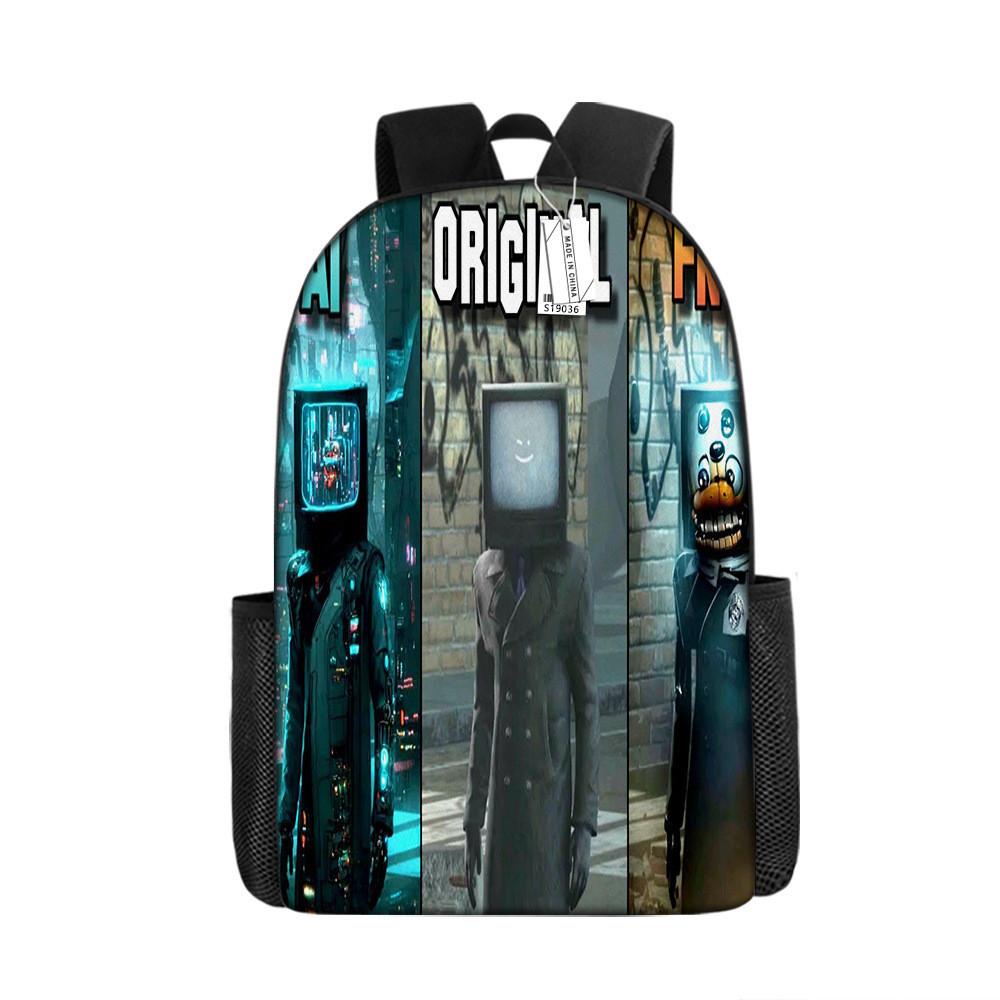 Skibidi Toilet Character Kids Backpack With Breathable Oxford Cloth For School Use