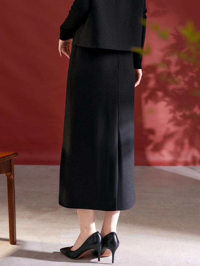 Women's Irregular Slimming High-Waist Draped Midi Skirt - Autumn/Winter Collection