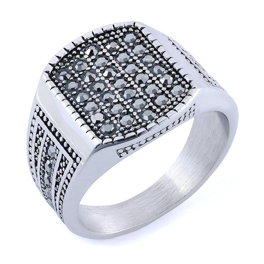 

Titanium Steel Men S Ring Personalized Retro Simple Wind Small Dot Masonry Men S Ring Stainless Steel Finger 7