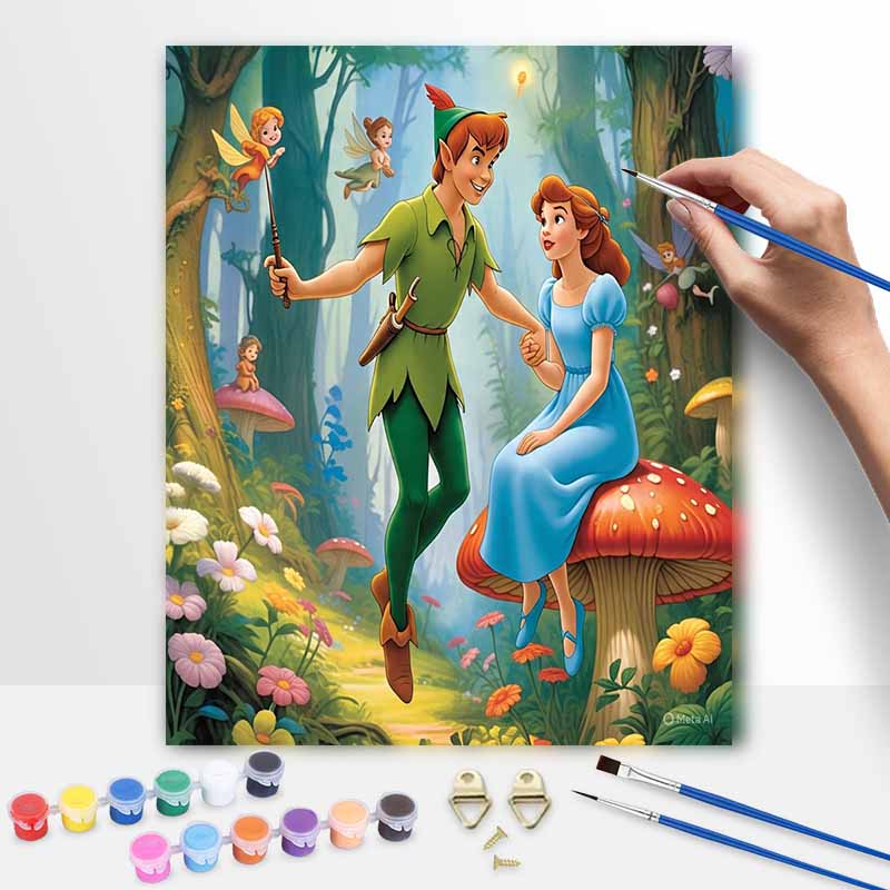 Disney Peter Pan DIY Painting Kit Classic Style Home Decor Craft Gift Idea for Lovers of Fantasy Art Wall Hanging Decor Fun Hobbies 130
