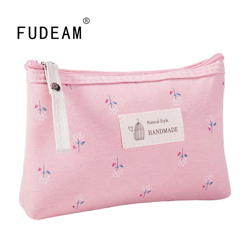 

FUDEAM Цветочный принт Холщовая женская косметичка туалетные принадлежности Органайзер на молнии Дорожная косметичка Женская косметичка