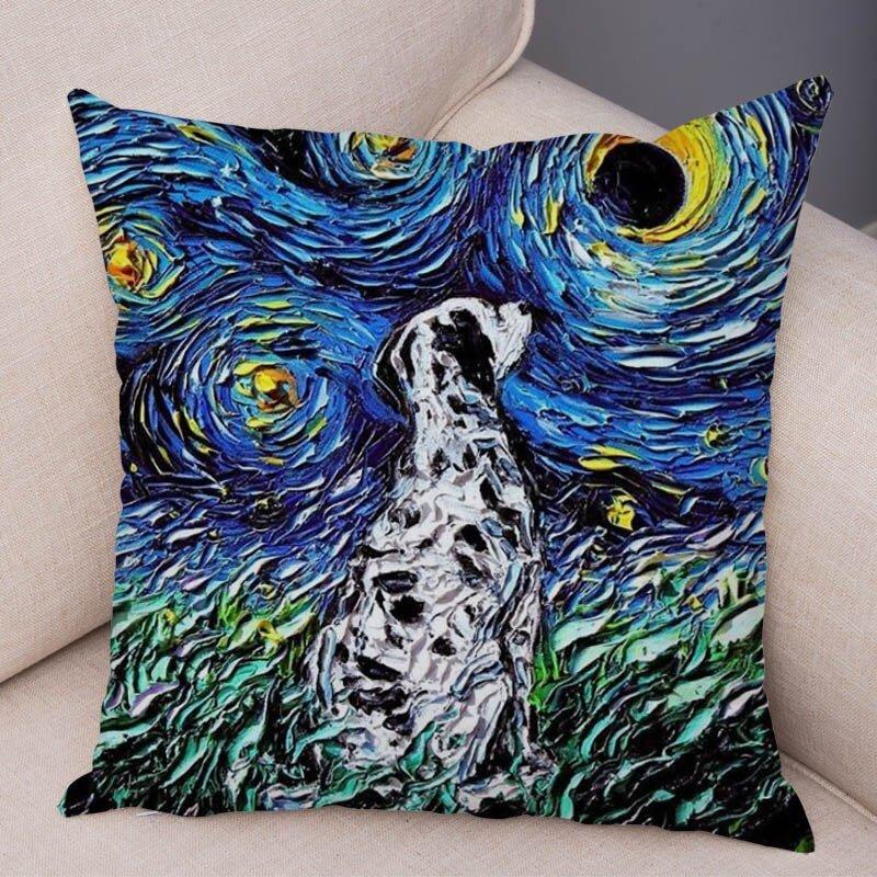 Animal Oil Painting Patterns Throw Pillow Cover With Short Plush Print Living Room Sofa Decoration Cushion Cover Pillow Covers