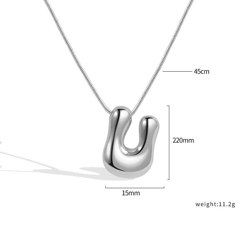 VENTFILLE 925 Sterling Silver 26 Letters Necklace For Women Gift Smooth Cute Balloon Jewelry Accessories Dropshipping Wholesale