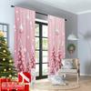 2PCS Christmas Winter Curtains, Pink Christmas Tree Snow Baubles, Digital Print, Bedroom Living Room, Rod Pocket, Home Decor