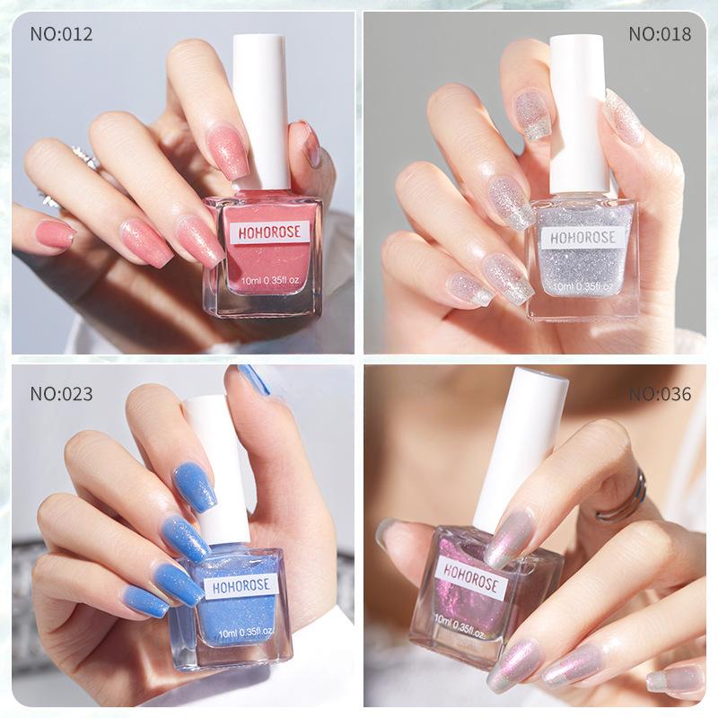 Fine Flash Aurora Fußnagellack, Weiß im Sommer, kein Einbrennen, schnell trocknender und lang anhaltender abziehbarer Nagellack, Basisöl, helles Öl