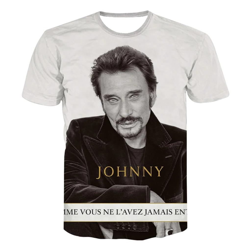 Most Popular Pop Singer Johnny Hallyday 3D Printed T-shirt Men Women Rock Casual Streetwear Clothes Hip Hop Harajuku Tops