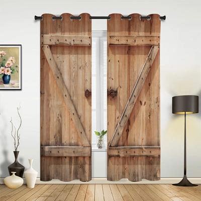 Holztür Textur Vintage Vorhänge für Schlafzimmer Wohnzimmer Vorhänge Küche Kinderzimmer Fenster Vorhang Moderne Wohnkultur