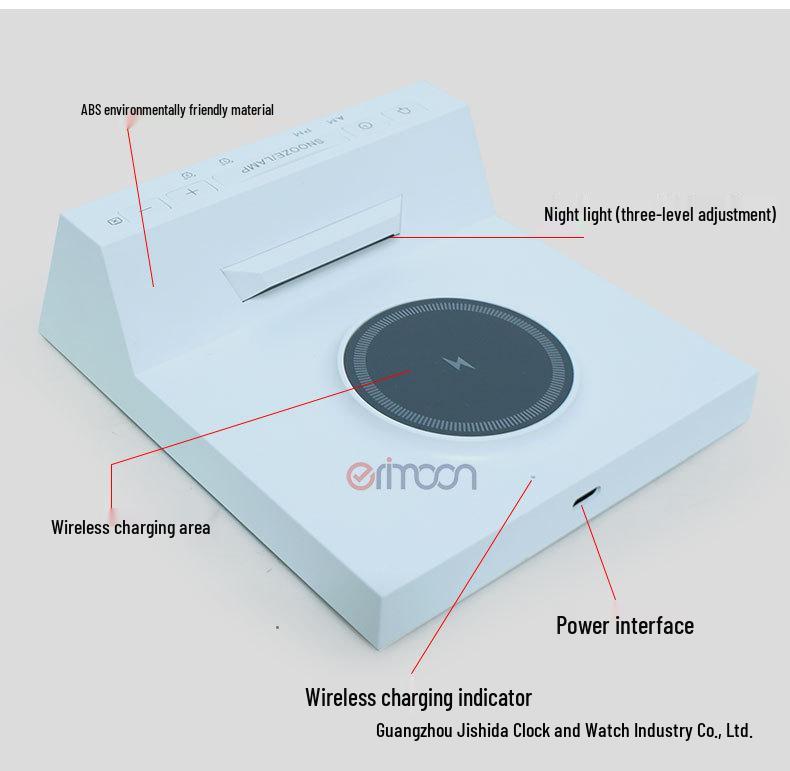 Magnetic Wireless Charger & LED Digital Clock with Night Light - Three-in-One Bedside Gadget