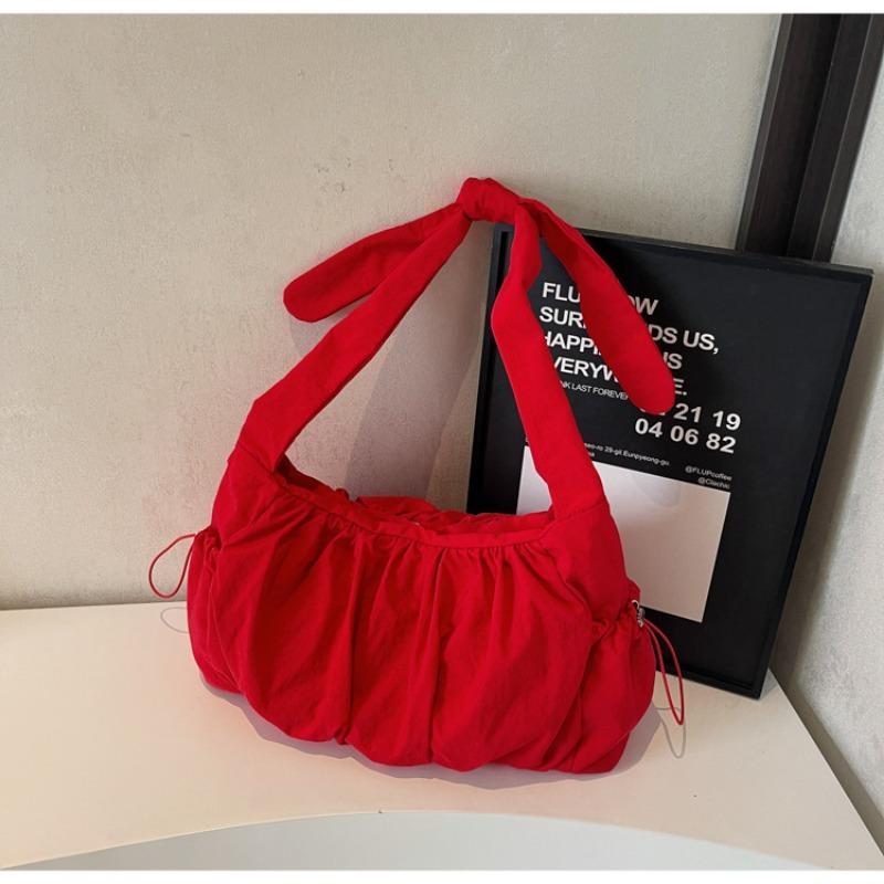 

Холщовая сумка большой вместимости женская летняя новая нишевая дизайнерская сумка через плечо, сумка-мессенджер, плиссированная классная сумка-тоут бордовый