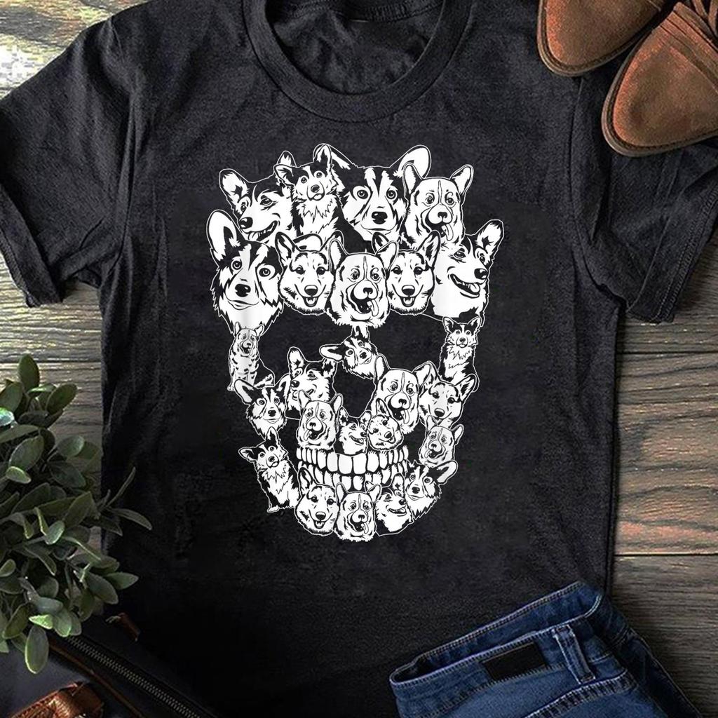 Funny Halloween Corgi Skull T-Shirt - Dog Lover Gift