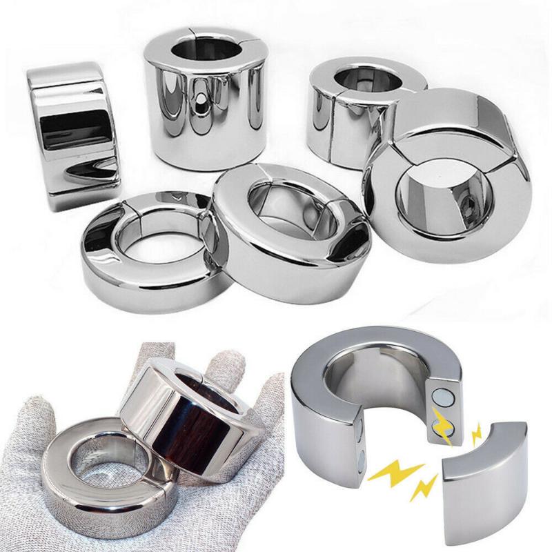 Sex Toys Metal Stretcher Scrotum Pendant Restraint Ring Weight Penis Bondage Scrotum Magmetic Lock Traning Ring for Men Cock Ring Sexy