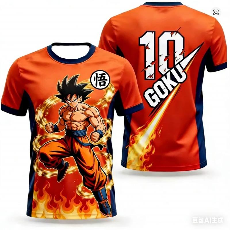 New Adult Men's Dragon Ball Goku Football Jersey T-Shirt Mans Anime T-Shirt Special Football Jersey