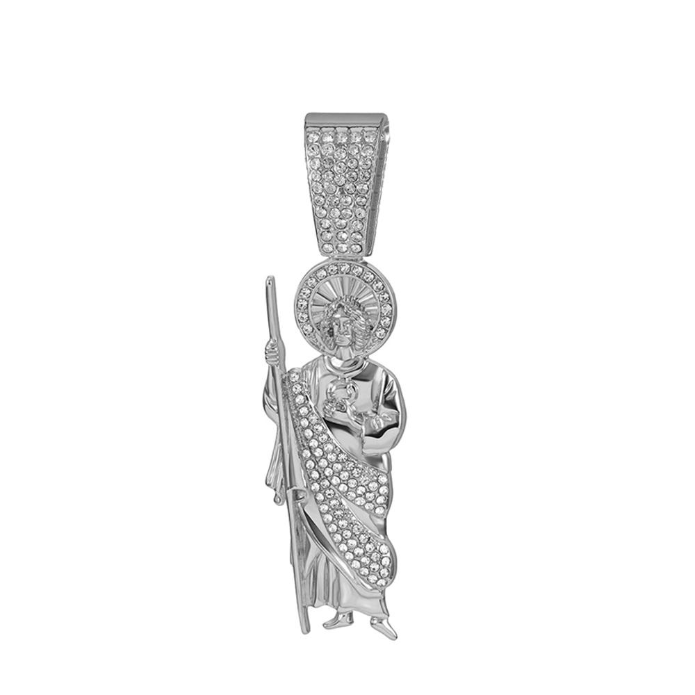 Herren Damen Hip Hop Heiliger Judas Anhänger Halskette, 13mm Kubanische Kette Religiöser Heiliger Judas Idol Anhänger Charm Schmuck 2025 Neu Angekommen