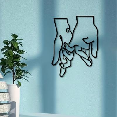 Drahthand „I Love You“ Skulptur zum Aufhängen an die Wand, Kunst, einzeilige Dekoration, Hände, Wandkunst, Metall-Linienkunst, Liebe, Metall-Wanddekoration
