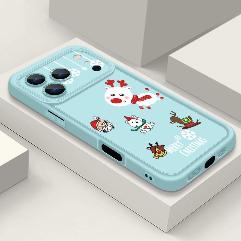 Cartoon Christmas Elk Pattern Case For iPhone 17 Air 16e 16 15 14 Pro Max 13 17 Pro Max 17 Pro 17 Shockproof Soft TPU Silicone Phone Cover Funda