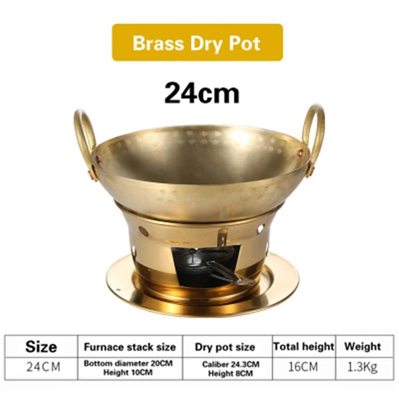 Pure Copper Dry Pot Cooking Hot Pots Thickened Creative High-grade Pot  Golden Alcohol Stove Panela Cooking Pot Pots and Pans