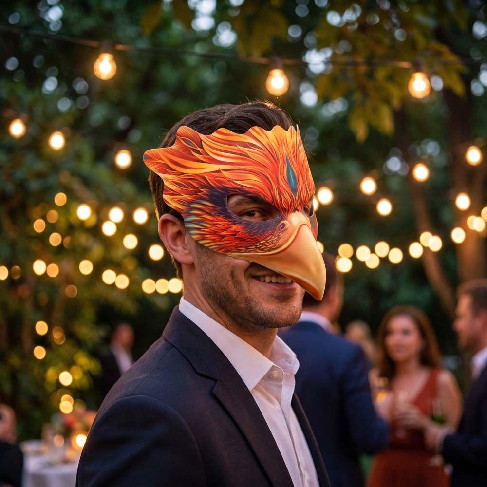 with Elastic Belt Animal Cosplay Mask PU Leather Leather Bird Eagle Mask Halloween Carnival