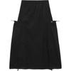 Solid Color Elastic Waist Pocket Casual Long Skirt Women Skirts NK6PS40A