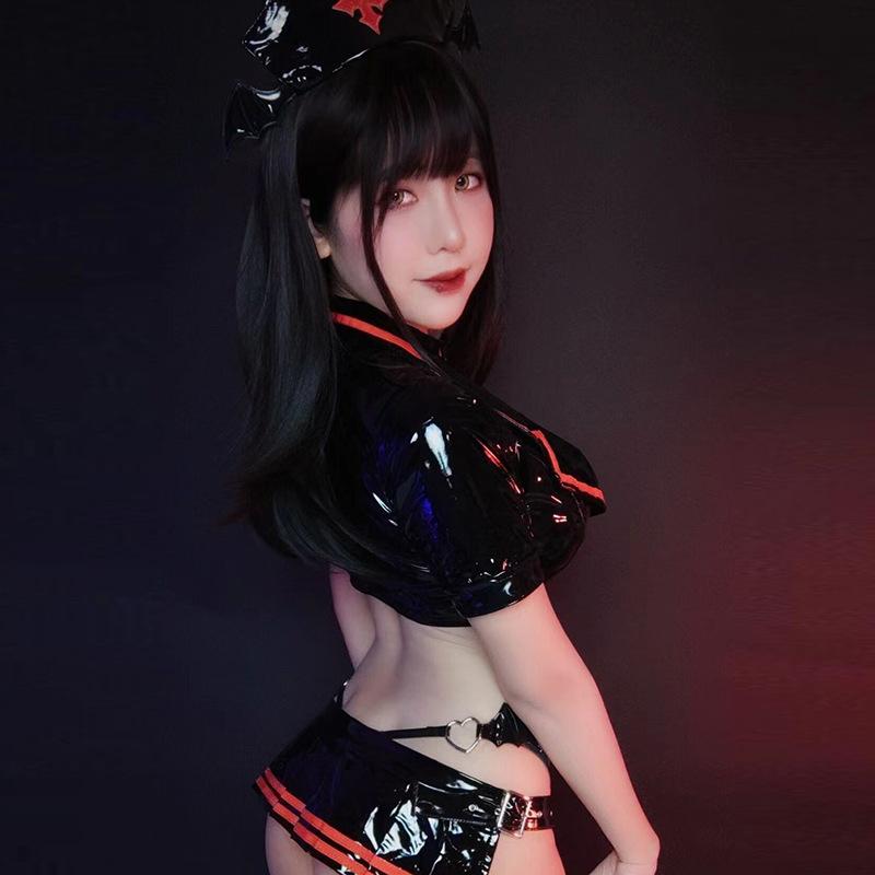 New Sexy Underwear Women's Sexy Patent Leather Seduction Pajamas Uniform Bedding Hot Flirting Set 65