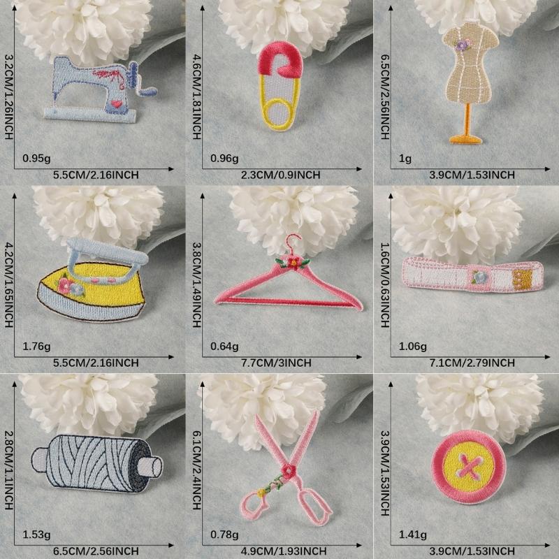 9 Pcs Scissors Embroidery Patches Iron On Patches Embroidered Patches Repair Patches Clothes Hanger Sewing Patches