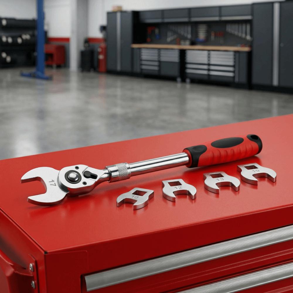 8Pcs 10-19mm Crowfoot Wrench Set Movable Head 3/8" Drive Crowfoot Wrench Set  Hard-To-Reach Areas