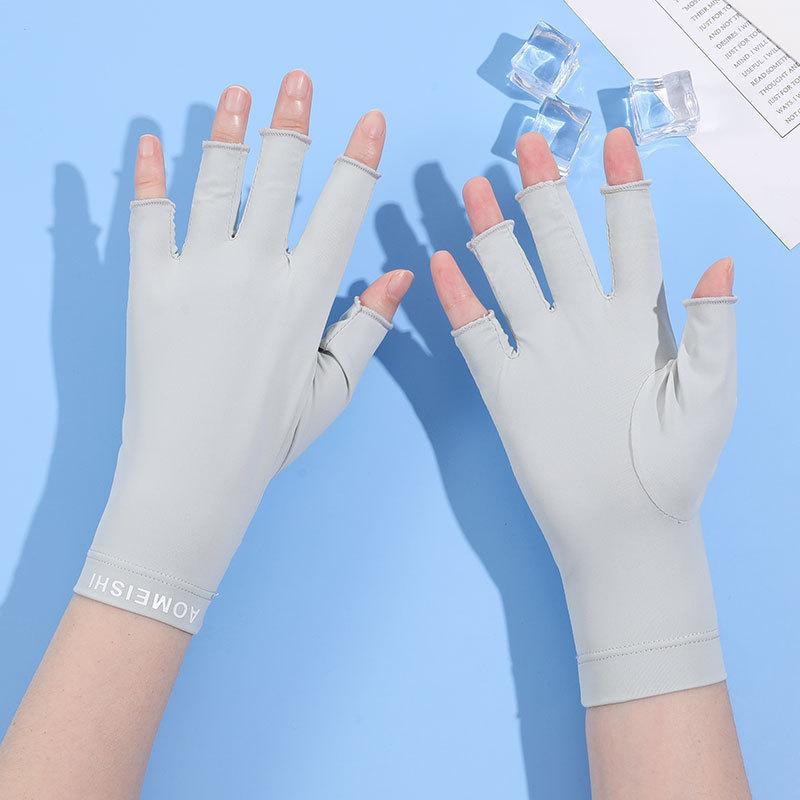 Female Summer Sunscreen Half Finger Gloves With Quick Dry And Touch Screen Functionality