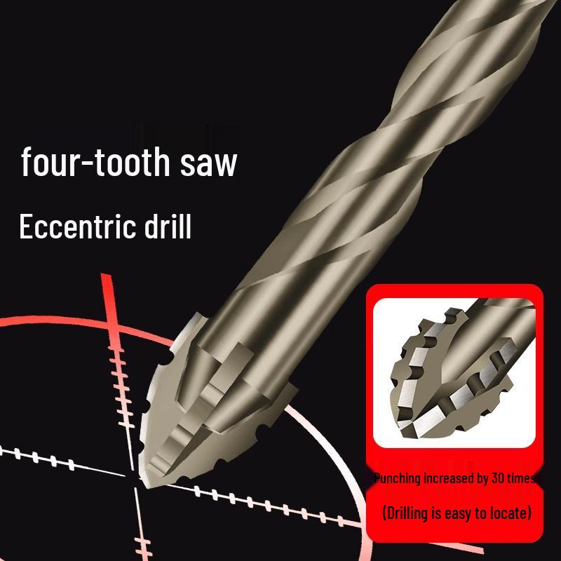 Ultra-Hard Four-Flute Serrated Drill Bit for Tile, Concrete, and Glass