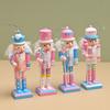 Set of 4 Christmas Character Figures Pink Blue Wood Figures Wall Hanging Ornament for Tree Display, Wreath Styling, Room Display, and Gift Package