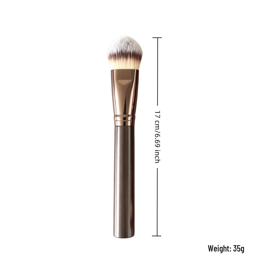 Dual-Head Makeup Brush Set: Foundation, Blush, Loose Powder Brushes In Coffee Color.
