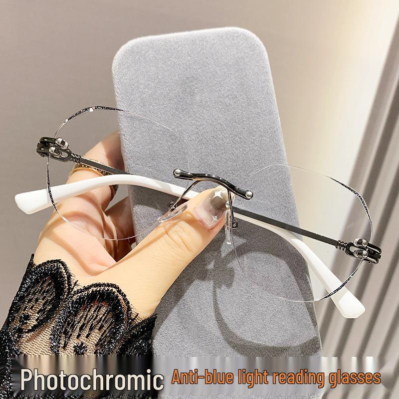 Frameless Photosensitive Color-Changing Women's Reading Glasses for Seniors – Day & Night Dual-Use Fashion Style