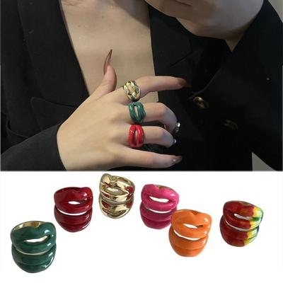 Multicolor Finger Ring Drip Glazed Finger Buckle Personality Women Jewelry  Gift