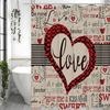 Valentine's Day Love Text Shower Curtain, Bathroom Decorative Shower Curtain, Waterproof Shower Curtain with Hooks