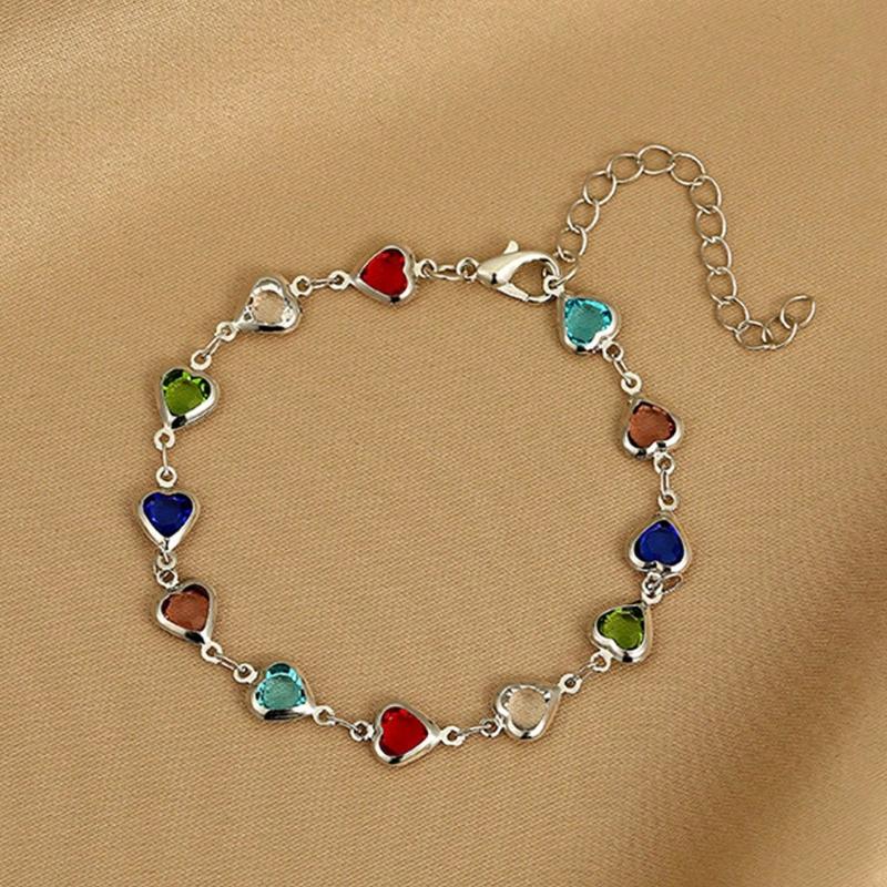 1 Stück Buntes Glänzendes Kubisches Herz Design Elegantes Armband, Geeignet für Mädchen Alltags-/Party-Schmuck, Festival-Geschenk