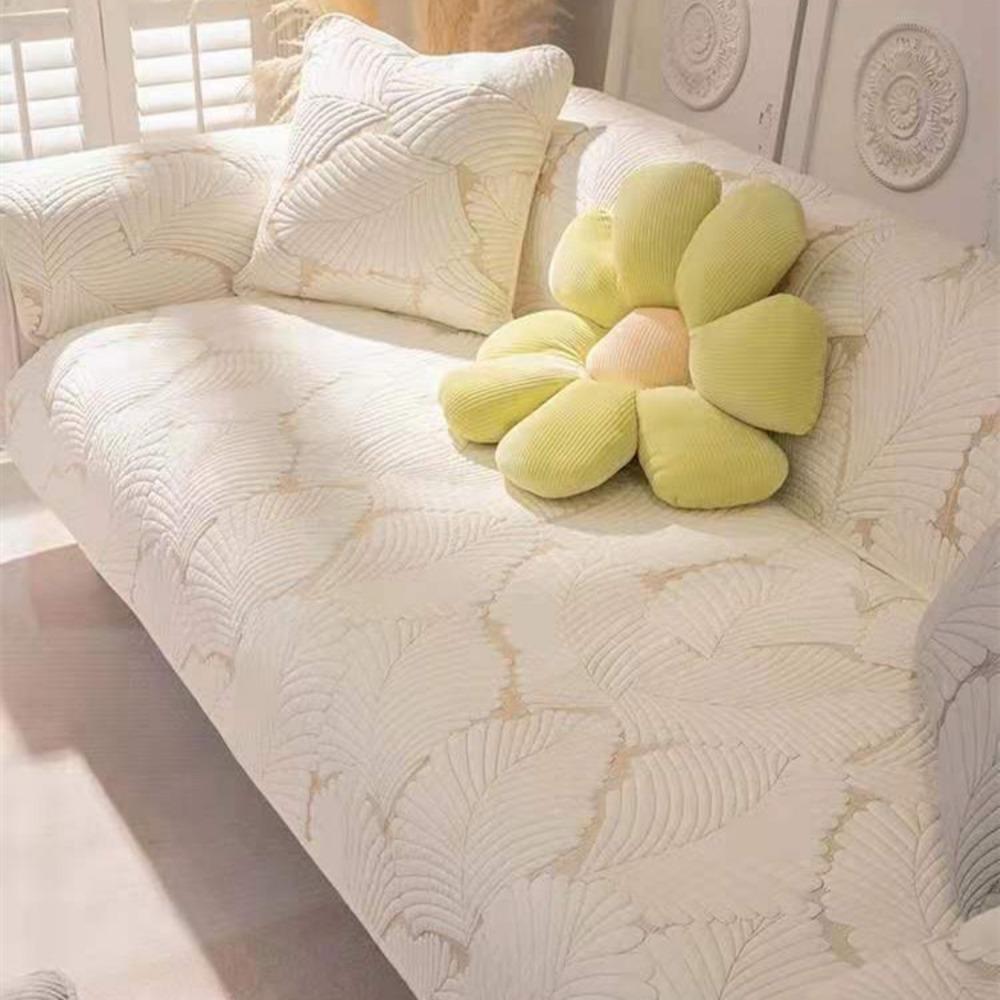 Universal Quilted Fabric Sofa Cushion Cover Non Slip Simple Nordic Style for Wooden Sofa